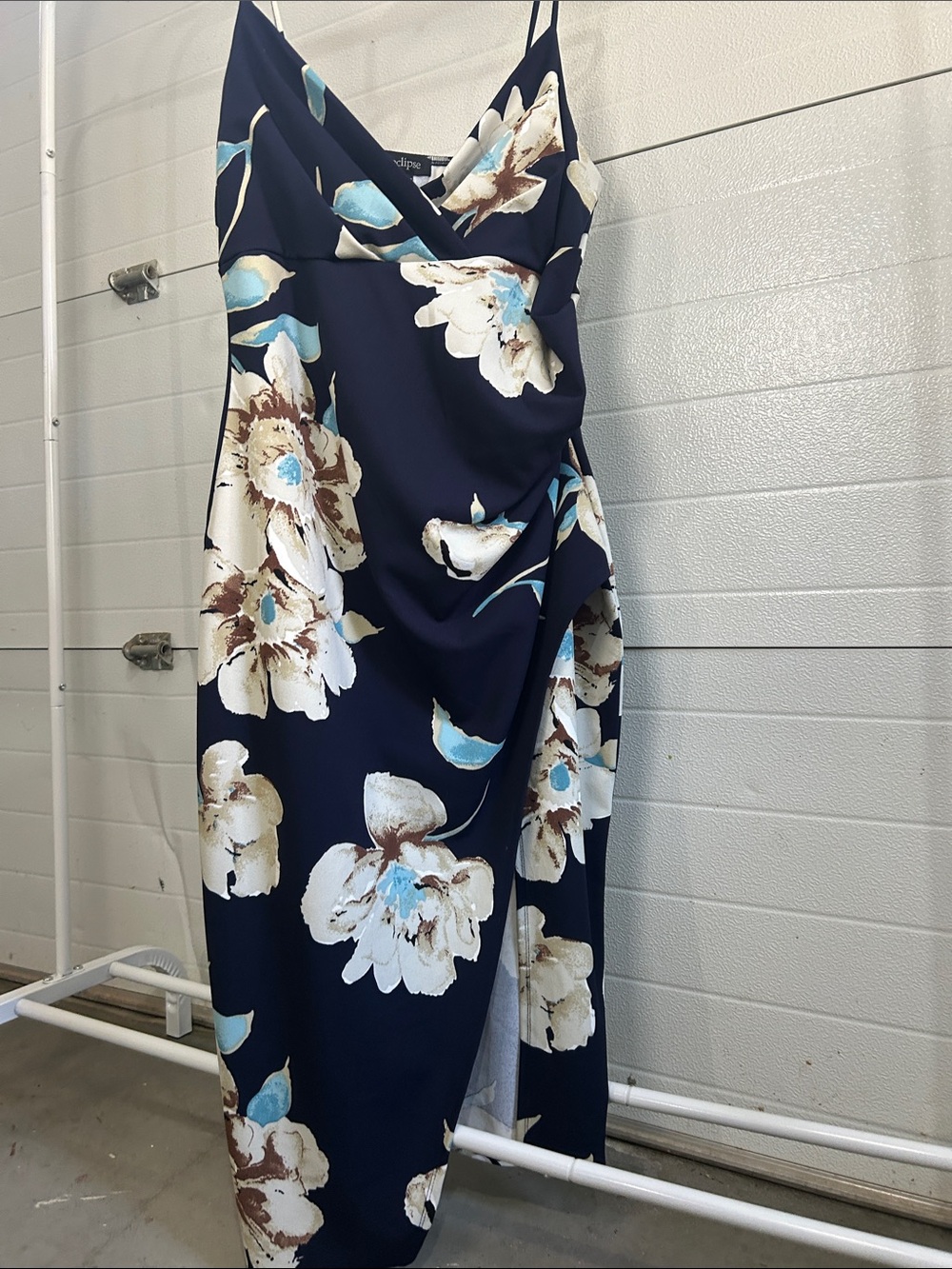 Eclipse Navy Floral Maxi Dress with Cream & Light Blue Blooms